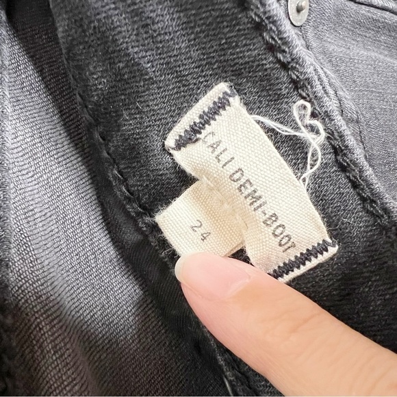 Madewell Cali Demi Boot Jeans Berkeley Black High Rise Frayed Hem Size 24 - Picture 8 of 12
